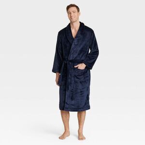 Open Box - Goodfellow & Co - Men's Solid Plush Robe - Goodfellow & C Navy Blue